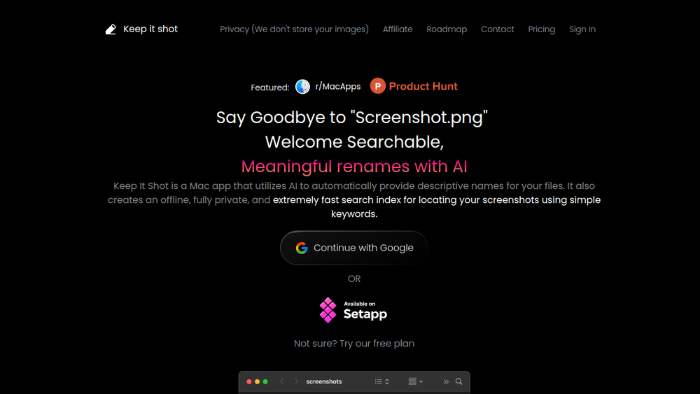 Screenshot of keep it shot