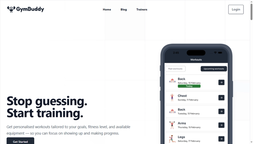 Screenshot of gymbuddy ai