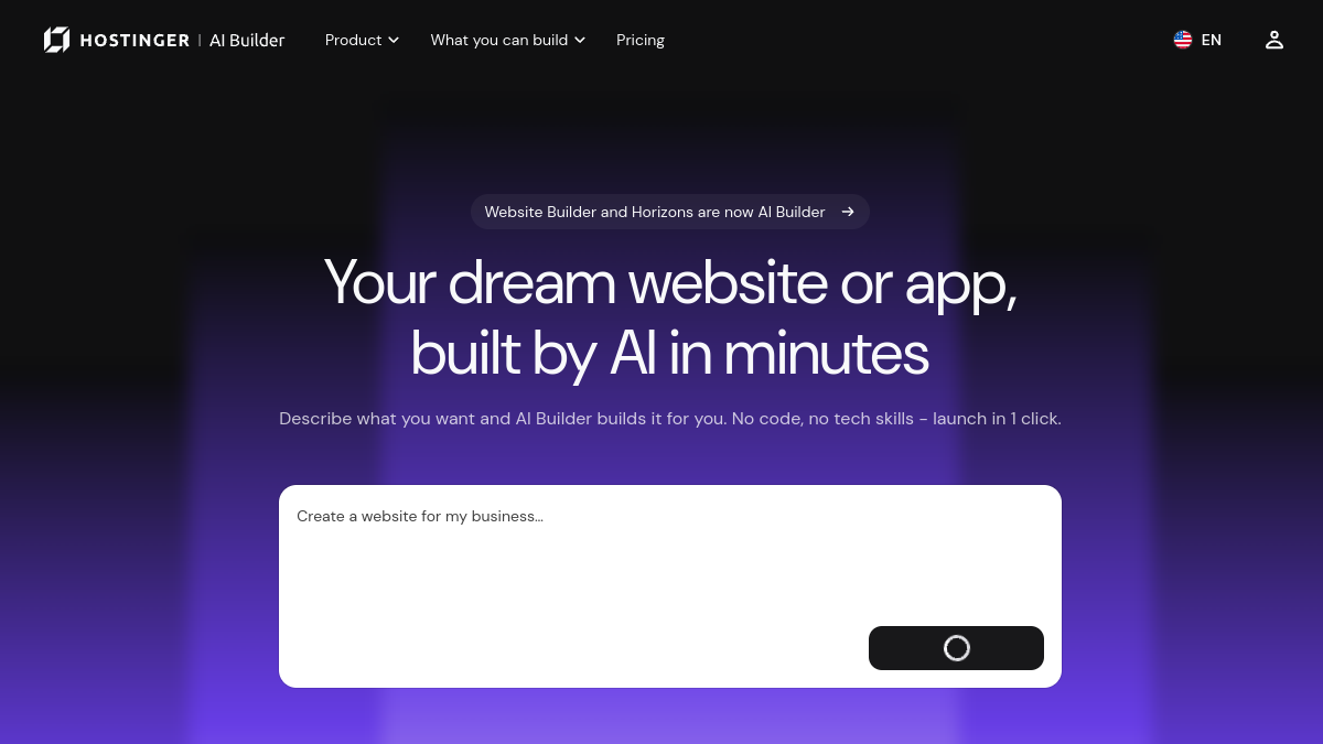 Screenshot of hostinger horizons