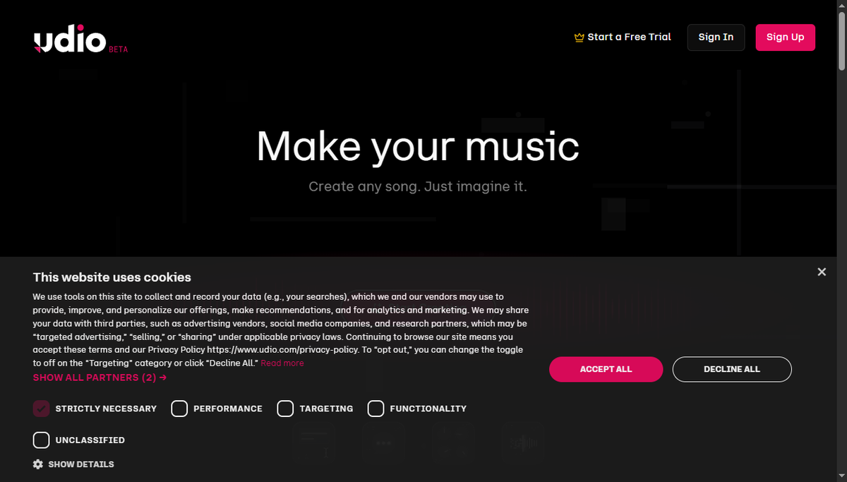 Screenshot of udio