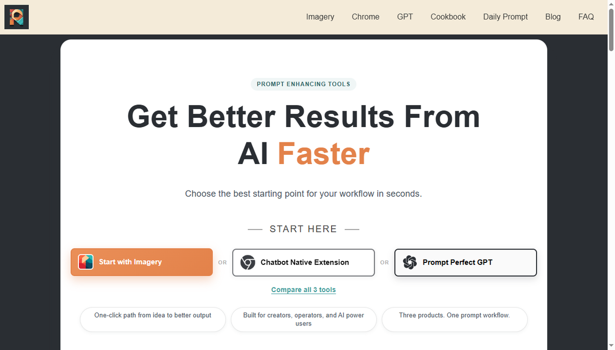 Screenshot of promptperfect