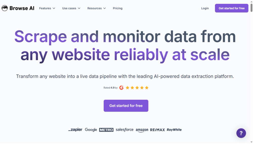 Screenshot of browse ai