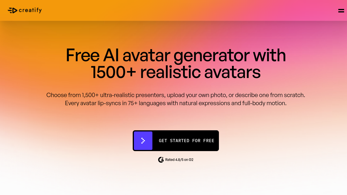 Screenshot of avatar ai