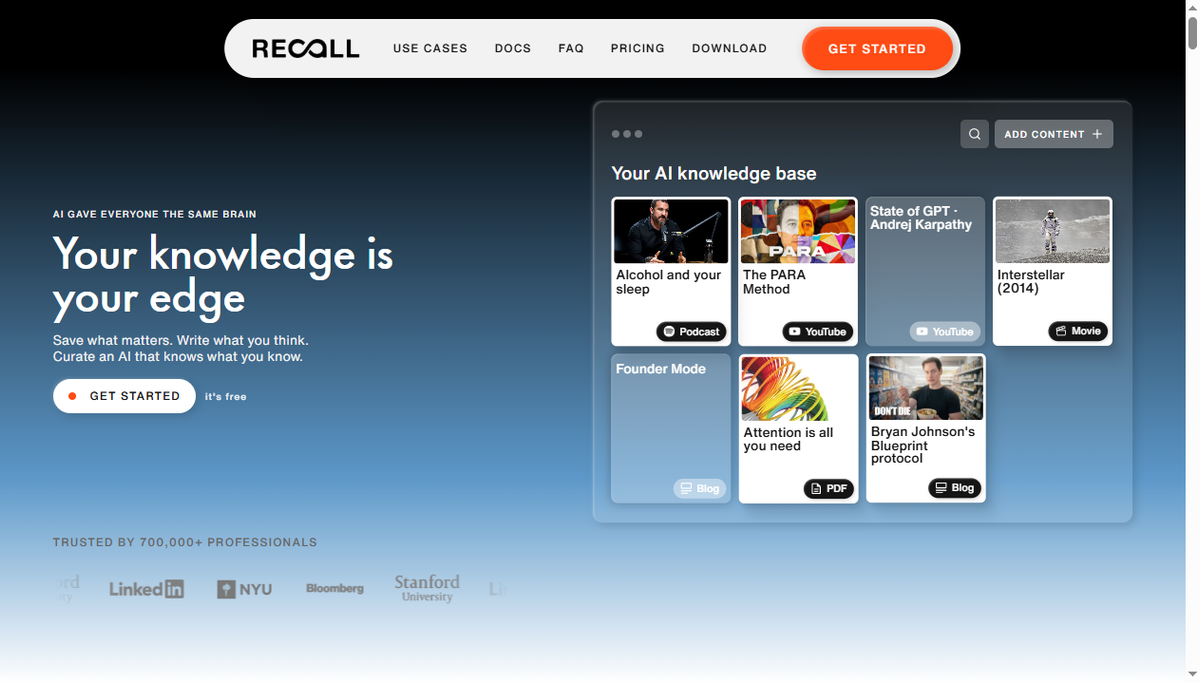Screenshot of recall