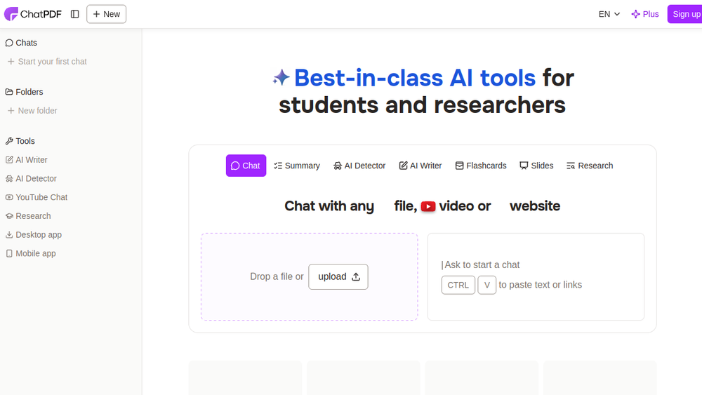 Screenshot of chatpdf