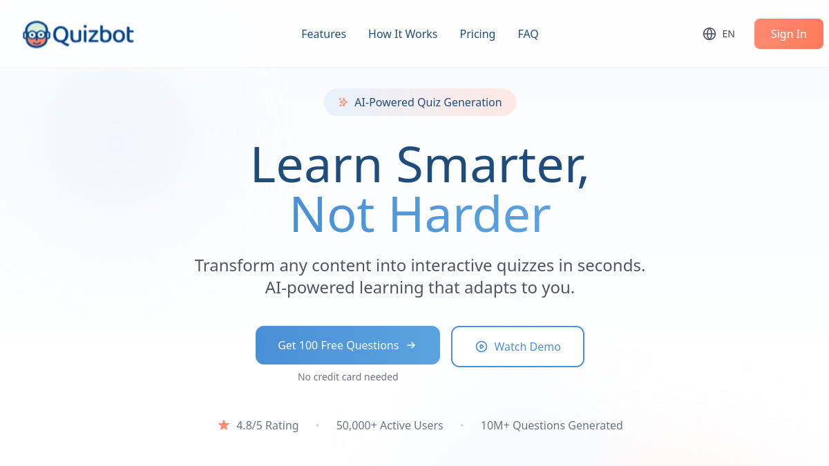 Screenshot of quizbot
