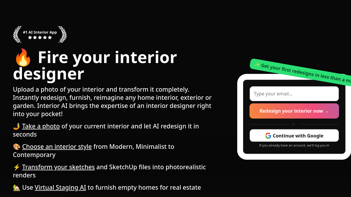 Screenshot of interiorai