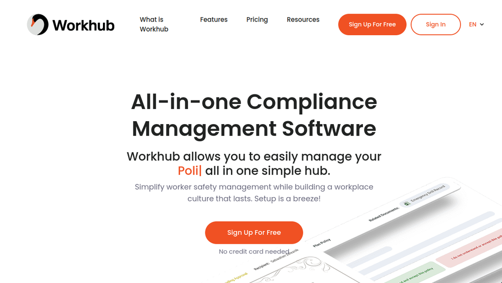 Screenshot of workhub