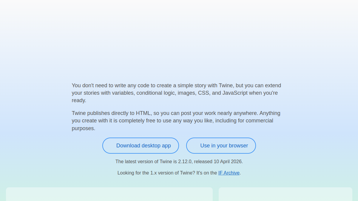 Screenshot of twine