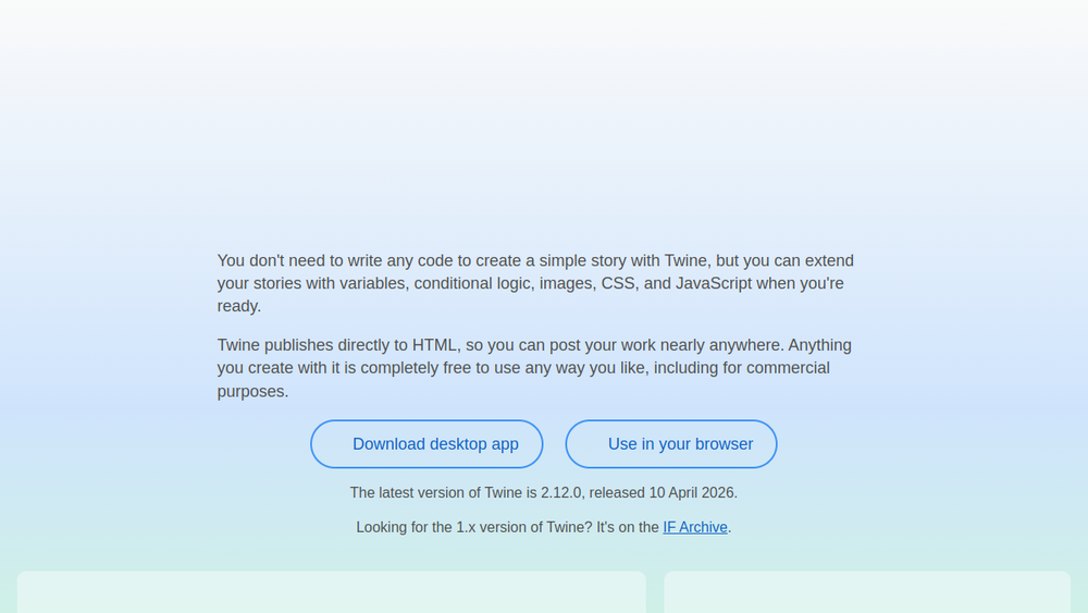 Screenshot of twine