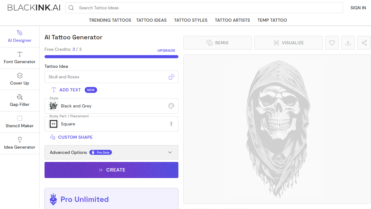 Screenshot of blackink ai