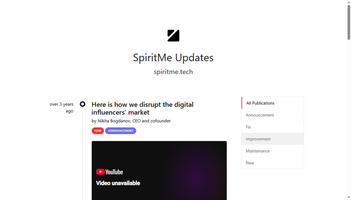 Screenshot of spiritme