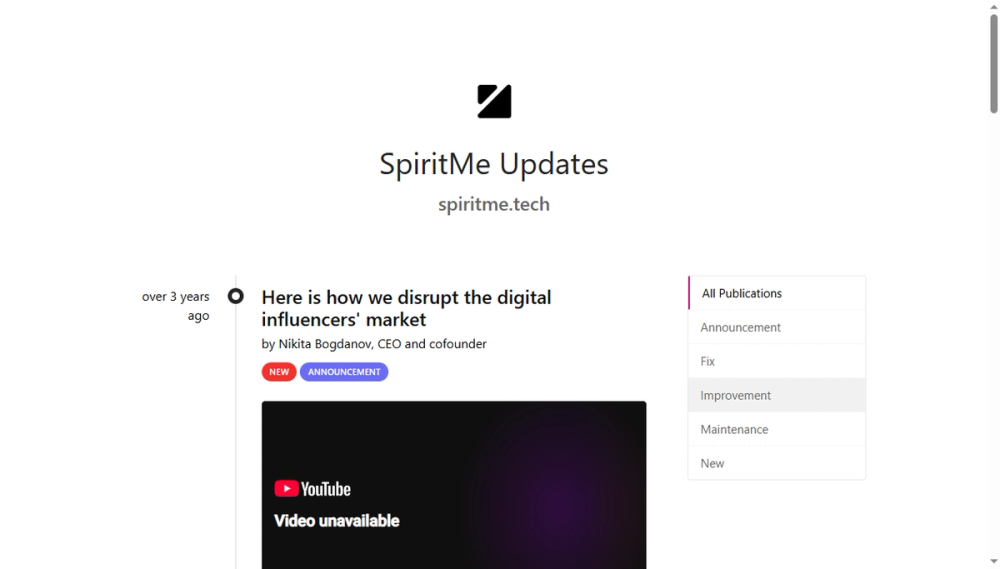 Screenshot of spiritme