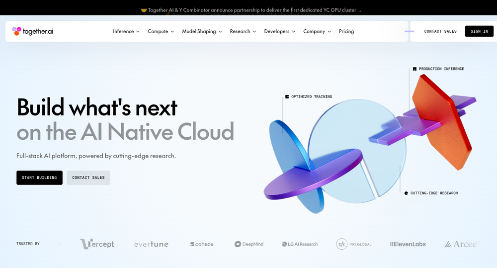 Screenshot of together ai