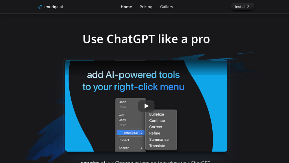 Screenshot of smudge ai