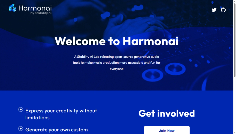 Screenshot of harmonai