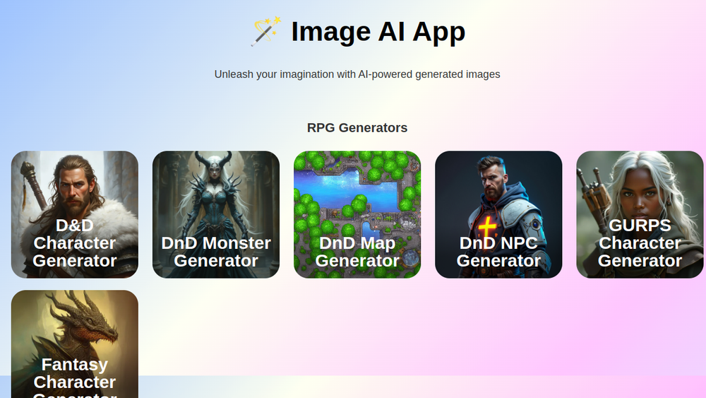 Screenshot of image ai app