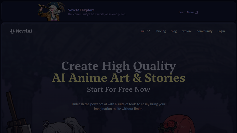 Screenshot of novelai