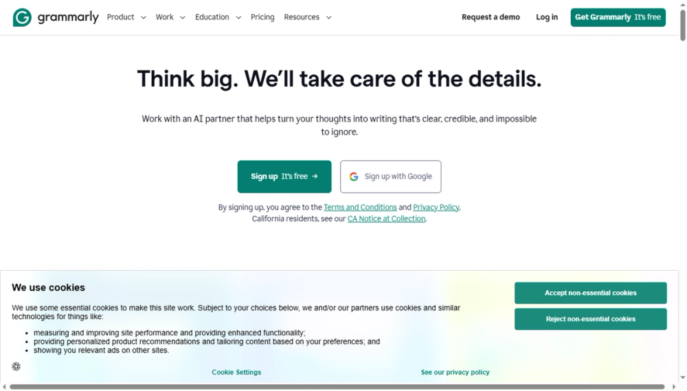 Screenshot of grammarly