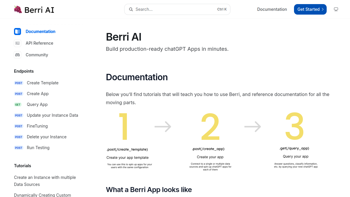 Screenshot of berri ai