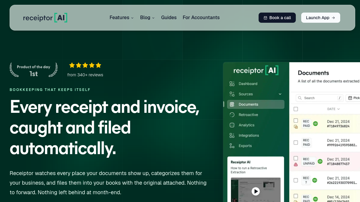 Screenshot of receiptor ai