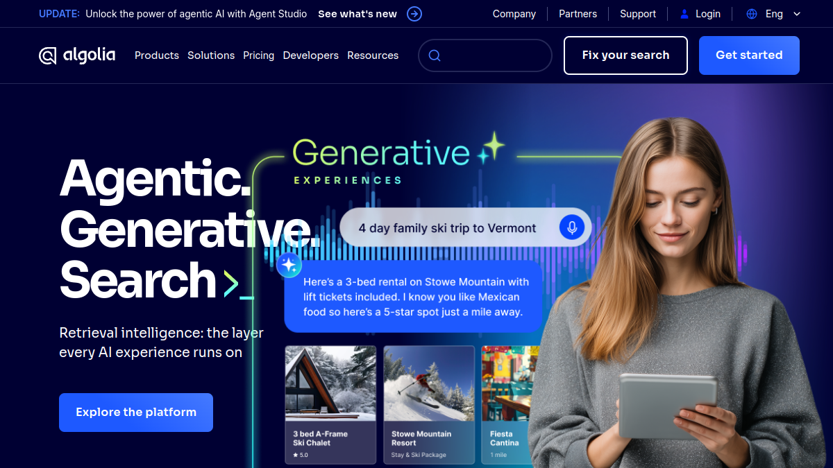 Screenshot of algolia