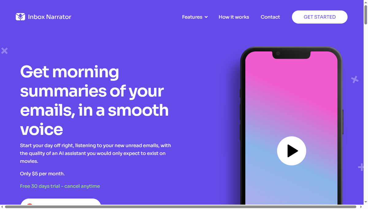 Screenshot of inbox narrator