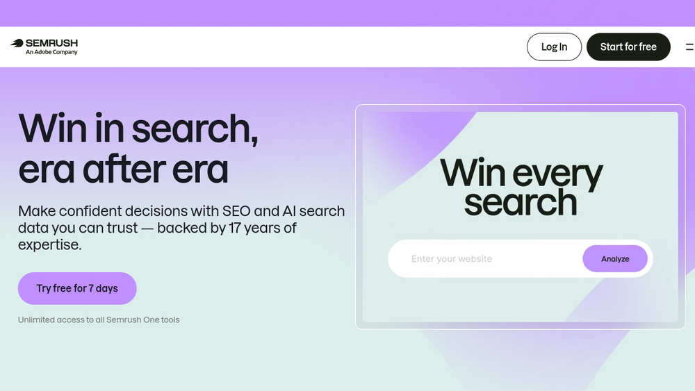 Screenshot of semrush one