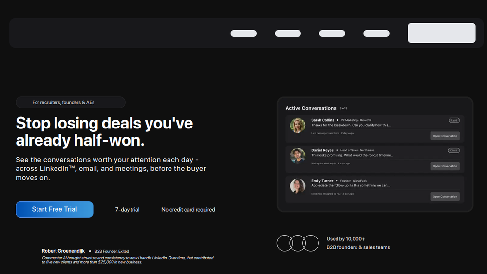 Screenshot of commenter ai