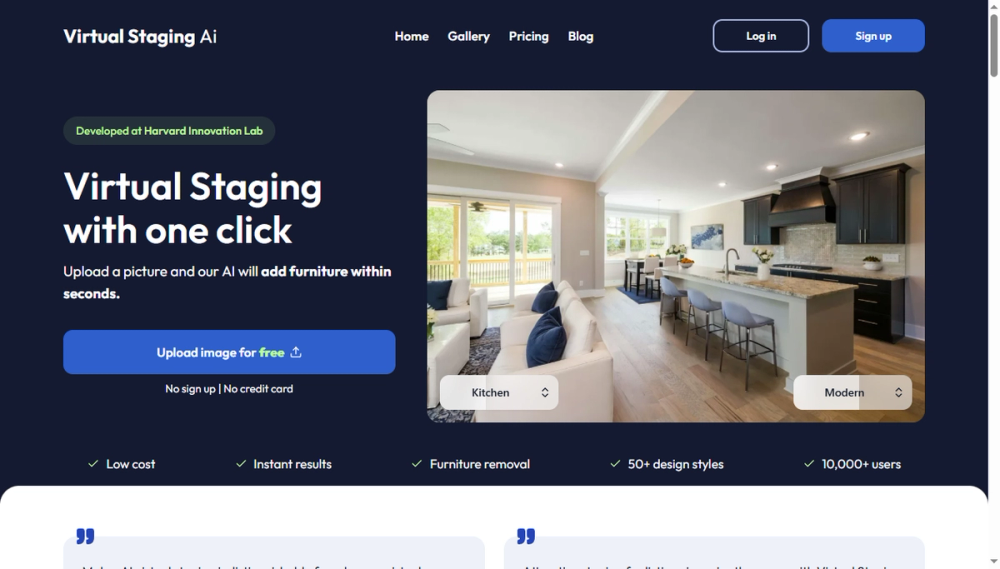 Screenshot of virtual staging ai