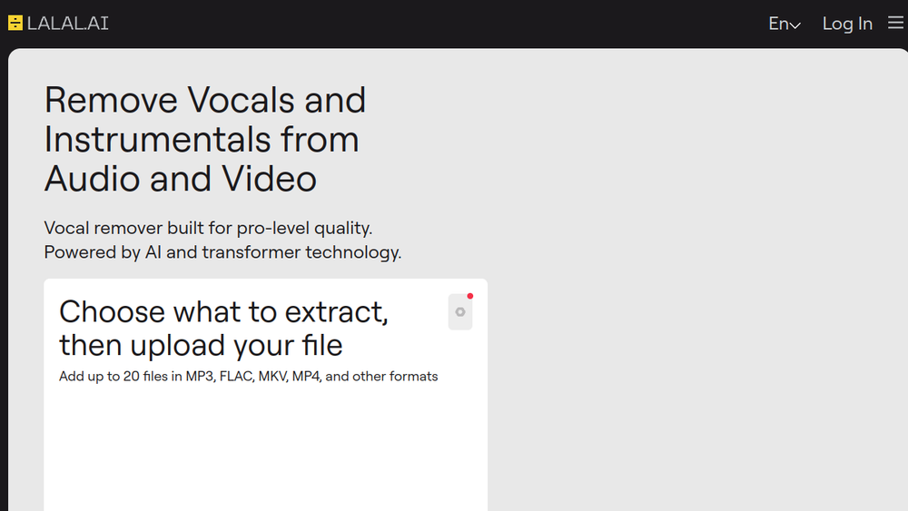 Screenshot of lalal ai