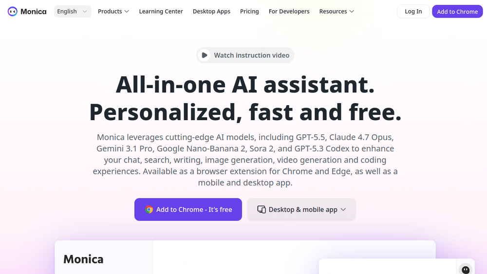 Screenshot of monic ai