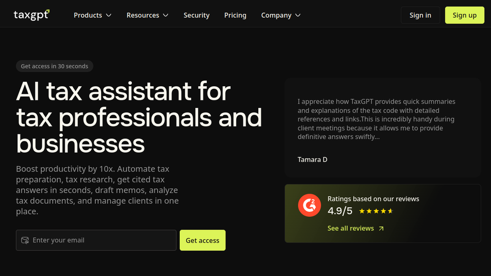 Screenshot of taxgpt