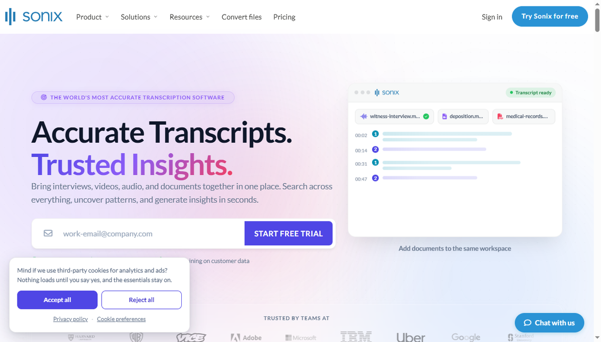 Screenshot of sonix