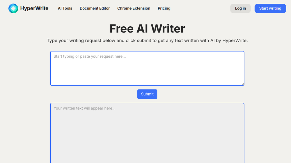 Screenshot of ai writer