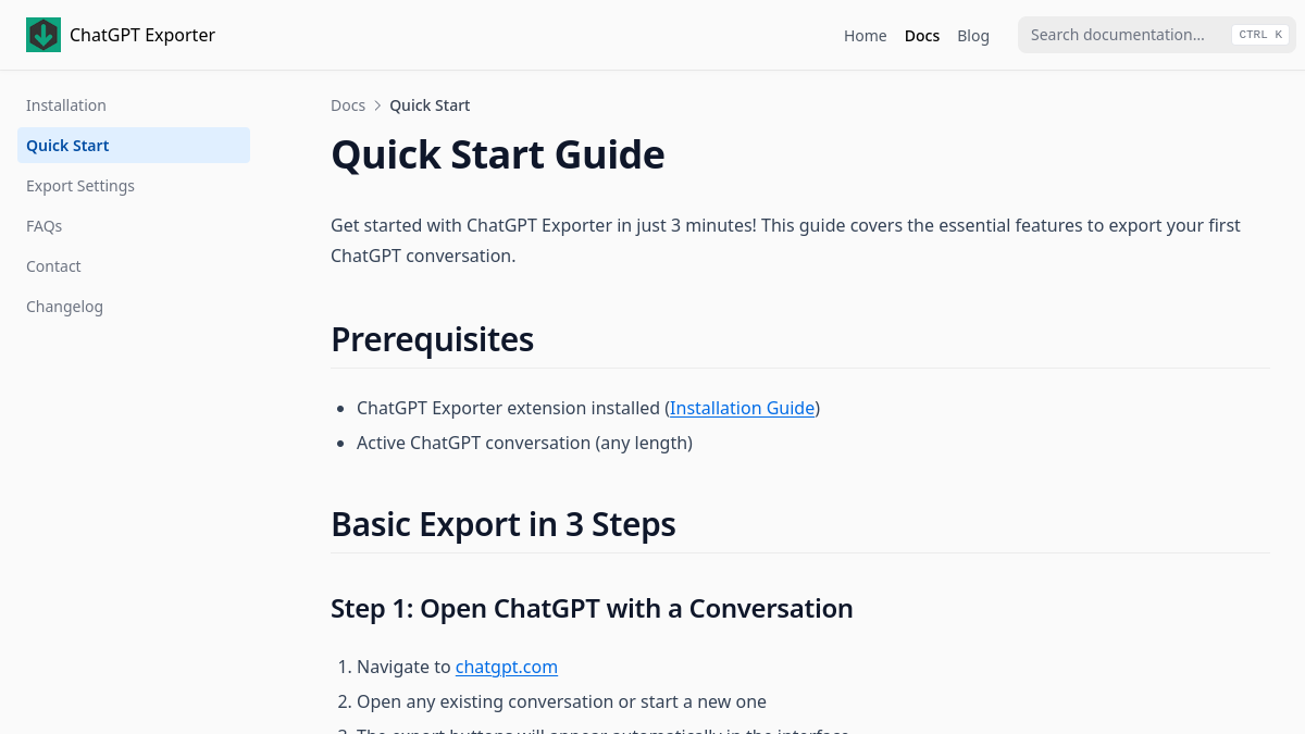 Screenshot of chatgpt exporter