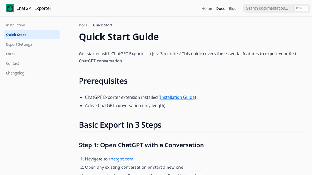 Screenshot of chatgpt exporter