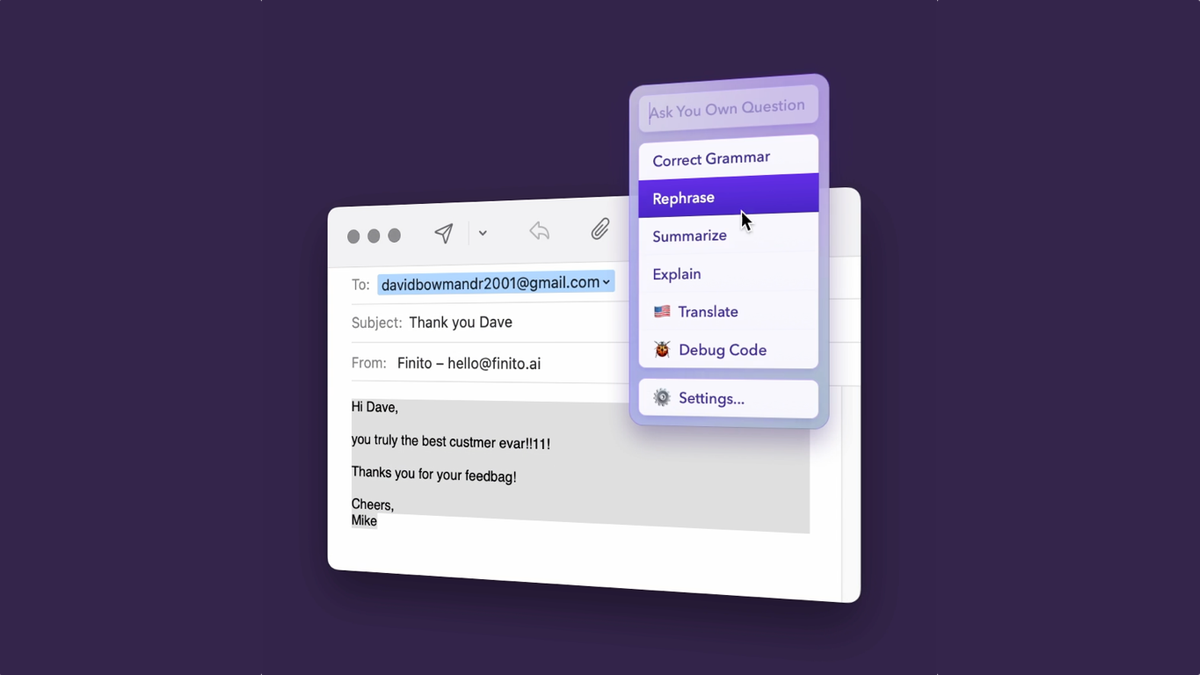 Screenshot of finito ai