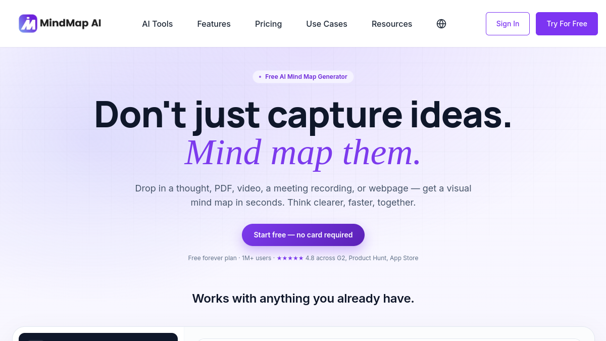Screenshot of mindmap ai