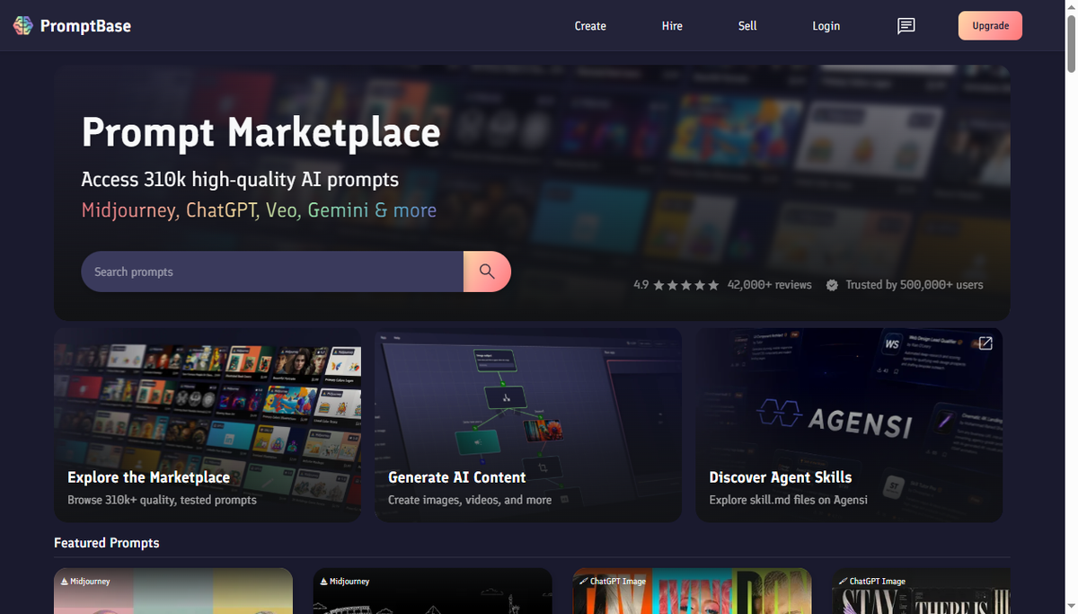 Screenshot of promptbase