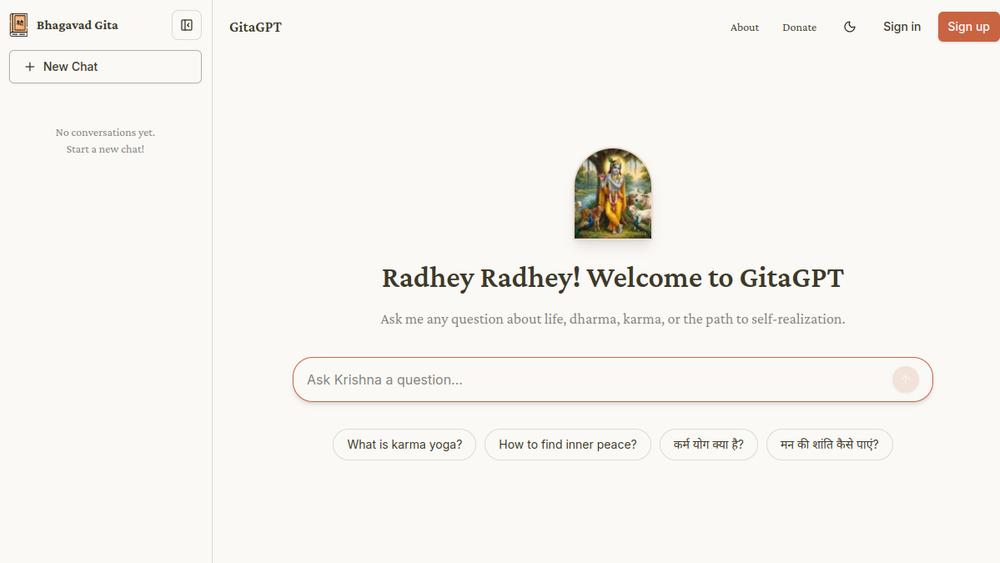 Screenshot of gita gpt