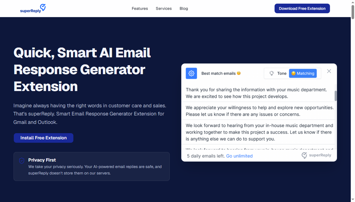 Screenshot of superreply