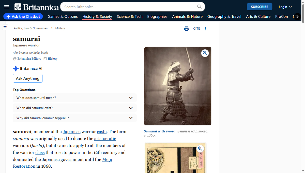 Screenshot of samurai