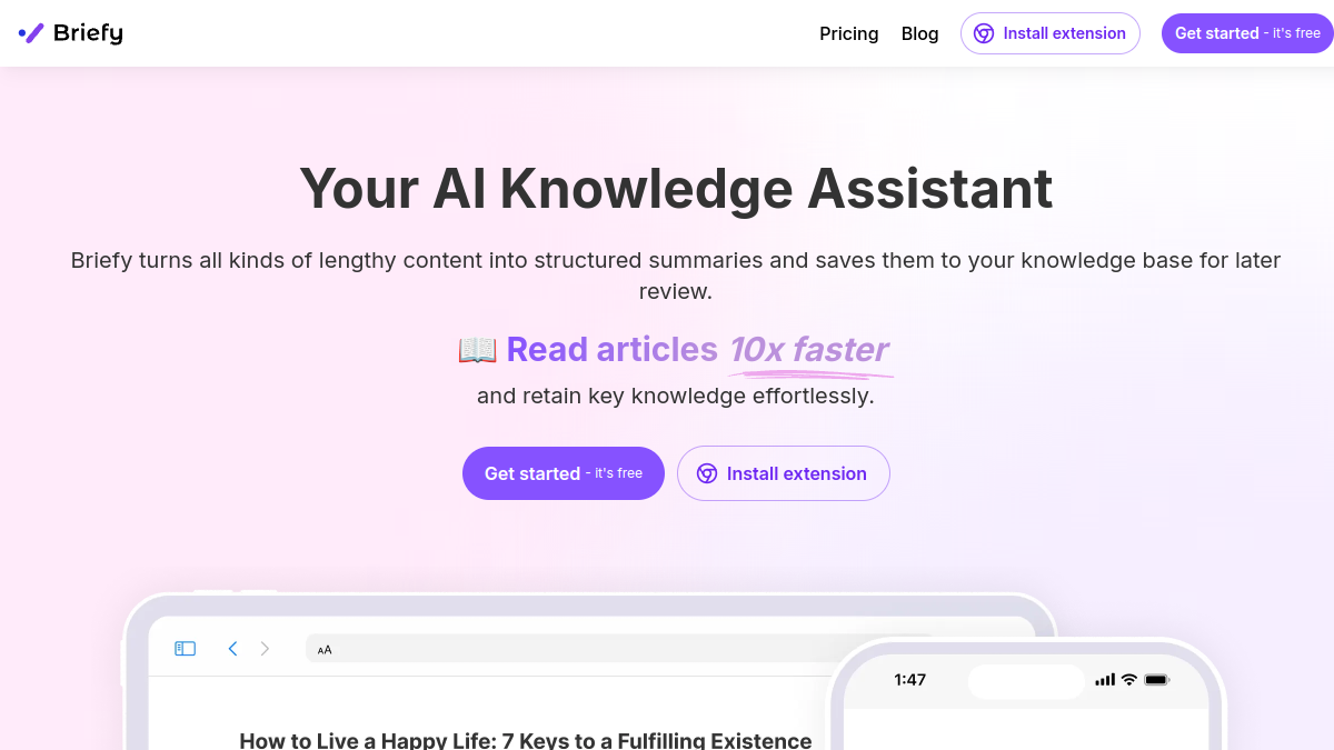 Screenshot of briefy