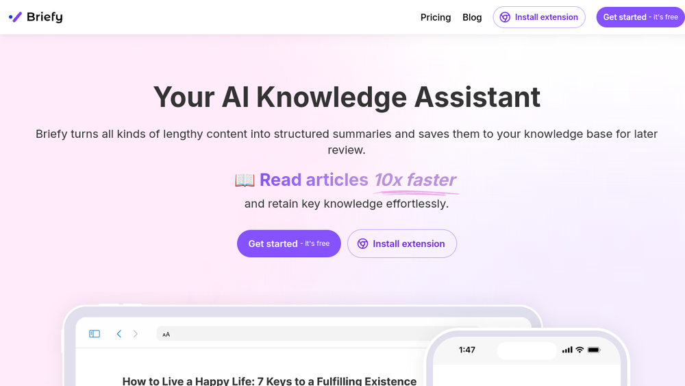Screenshot of briefy