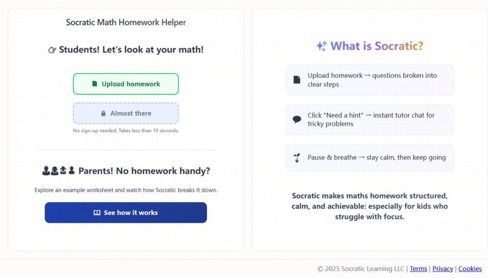 Screenshot of socratic by google