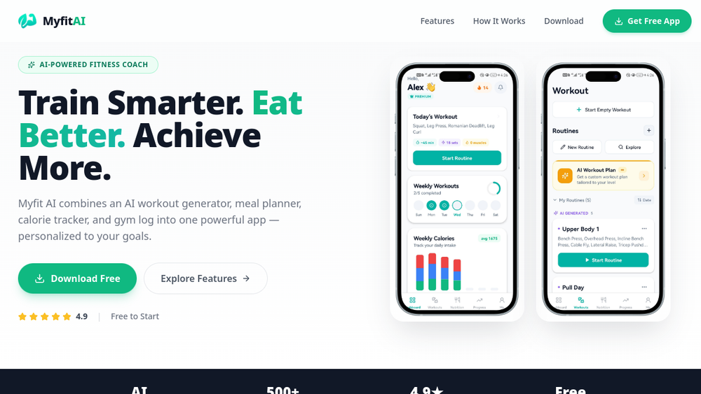 Screenshot of myfit ai