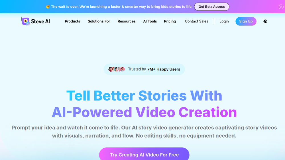 Screenshot of steve ai