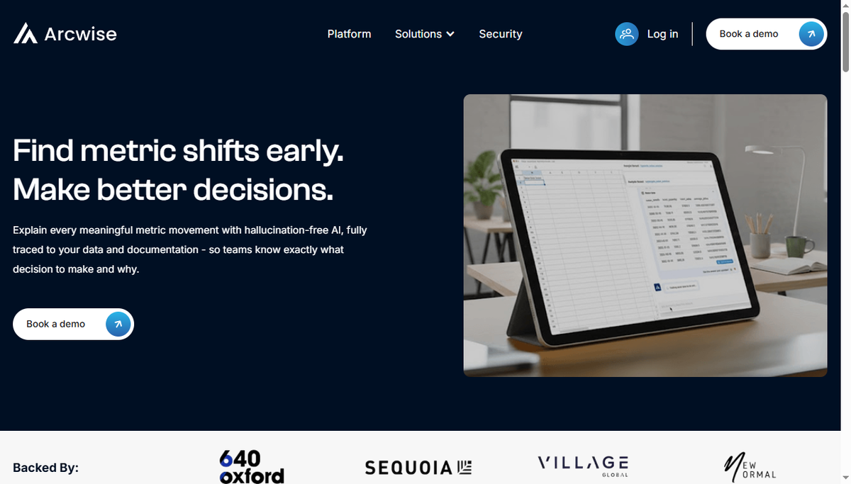 Screenshot of arcwise ai
