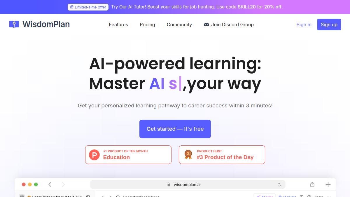 Screenshot of wisdomplan